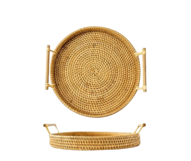Cesto com alças laterais em rattan