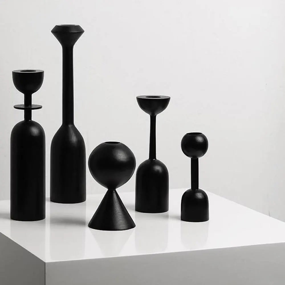 Castiçal Preto em Madeira Nox