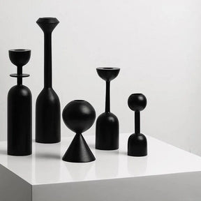 Castiçal Preto em Madeira Nox