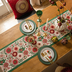 Caminho de Mesa Floral em Chenille com Borla