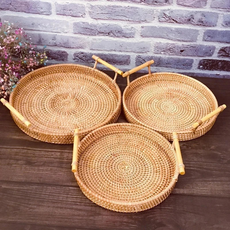 Bandeja com Alça em Rattan
