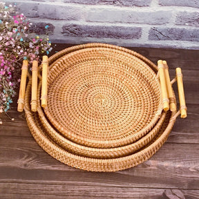 Bandeja com Alça em Rattan