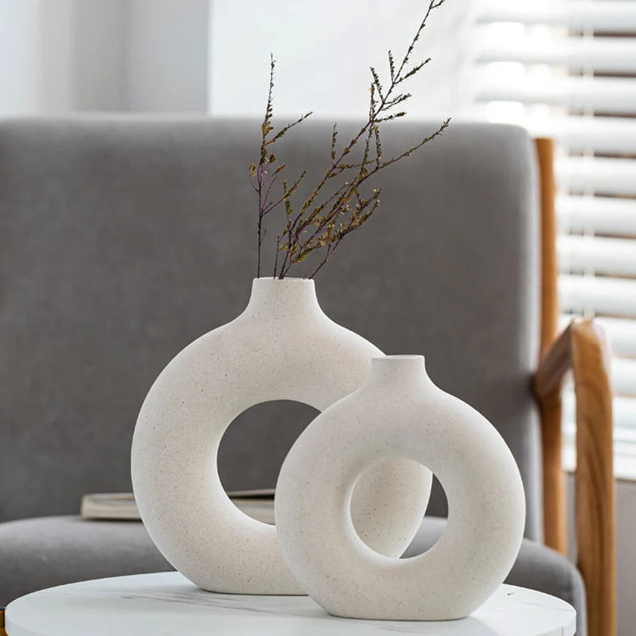 Vaso de Cerâmica Circular Decorativo